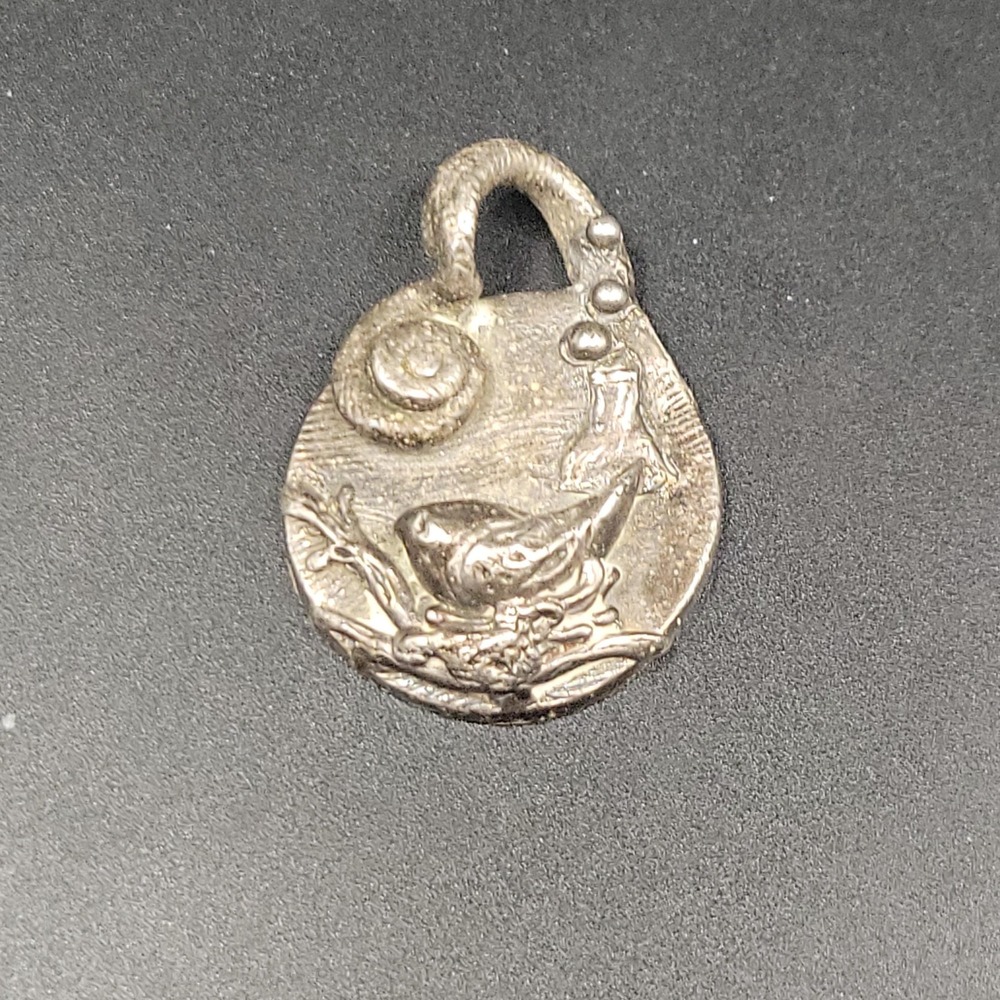 Marshall Fine Silver .999 Bird Nest Pendant‎ Artisan 13g 1.25" Brutalist